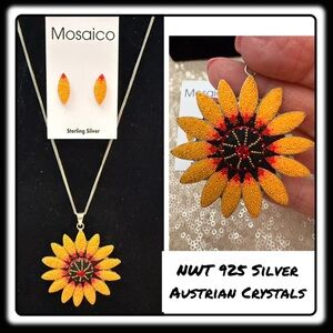 NWT Mosaico Austrian Crystals, 925 Silver, beading, pendant set 💕💕 new line💕💕💕